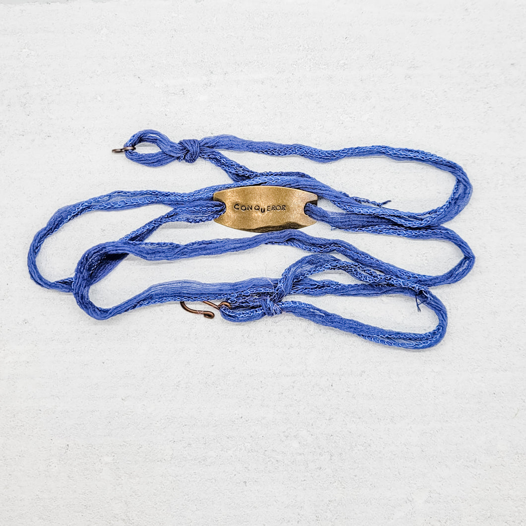 Conqueror Silk Wrap Bracelet in Blue