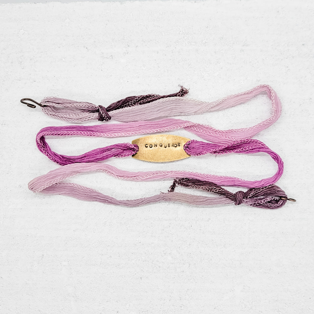 Conqueror Silk Wrap Bracelet in Purple